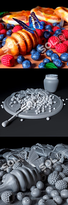 Honey Pancake Delight 3D model image 3