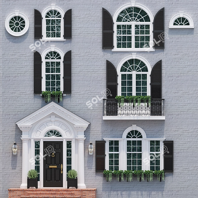 English Classic Windows & Doors 3D model image 4