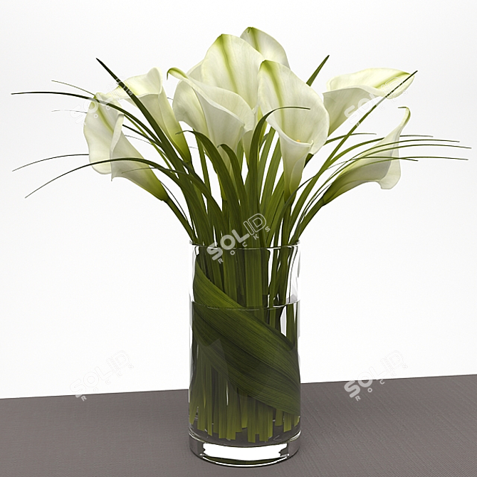 Elegant Lily Calla Bouquet 3D model image 1