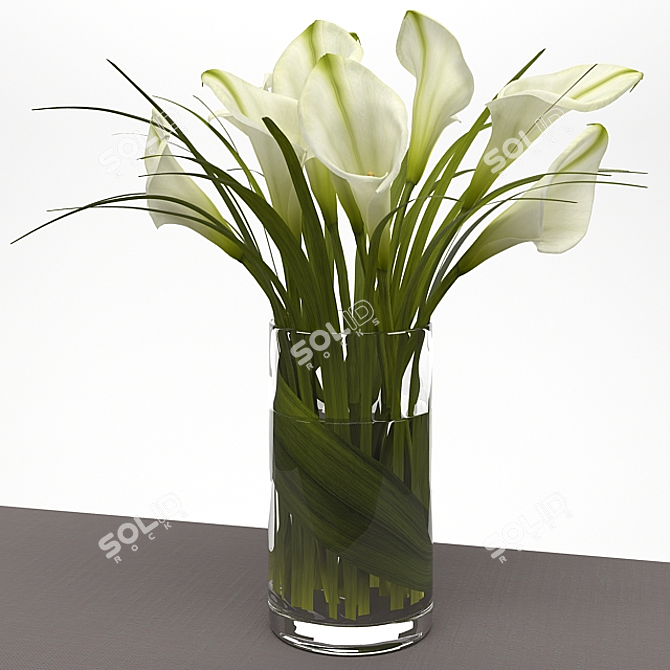 Elegant Lily Calla Bouquet 3D model image 2
