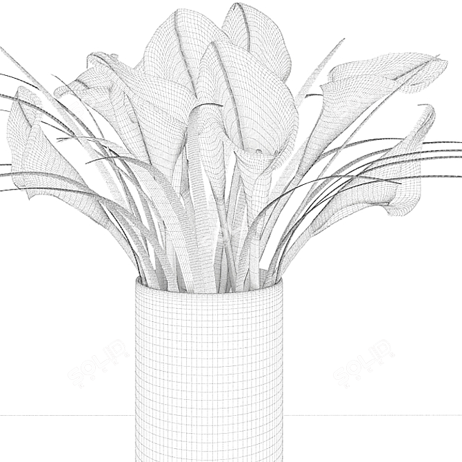 Elegant Lily Calla Bouquet 3D model image 3