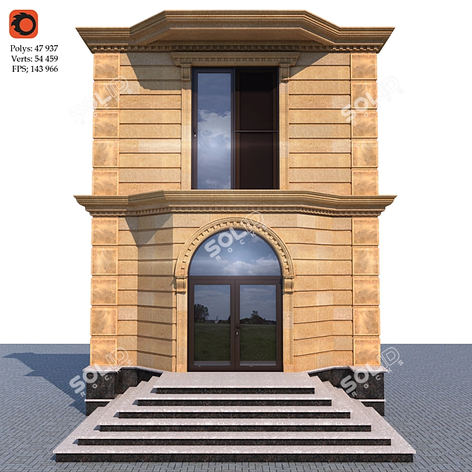 Classic Style Building Facade Kit 3D model image 1