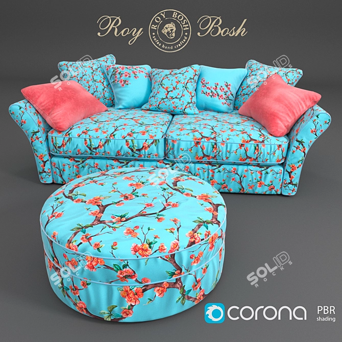 Roy Bosh Sofa Set with Ottoman 3D model image 1