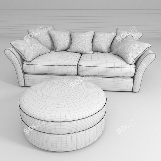 Roy Bosh Sofa Set with Ottoman 3D model image 3