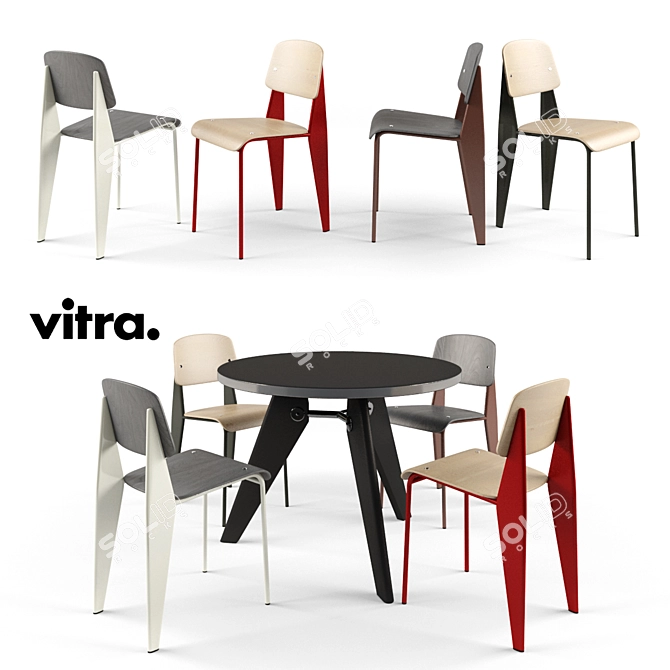 Vitra GUERIDON & STANDARD Set 3D model image 1