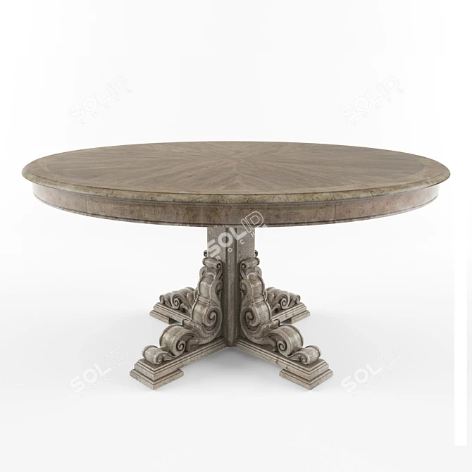 Vintage Round Dining Table - Perfect for Elegant Gatherings 3D model image 1