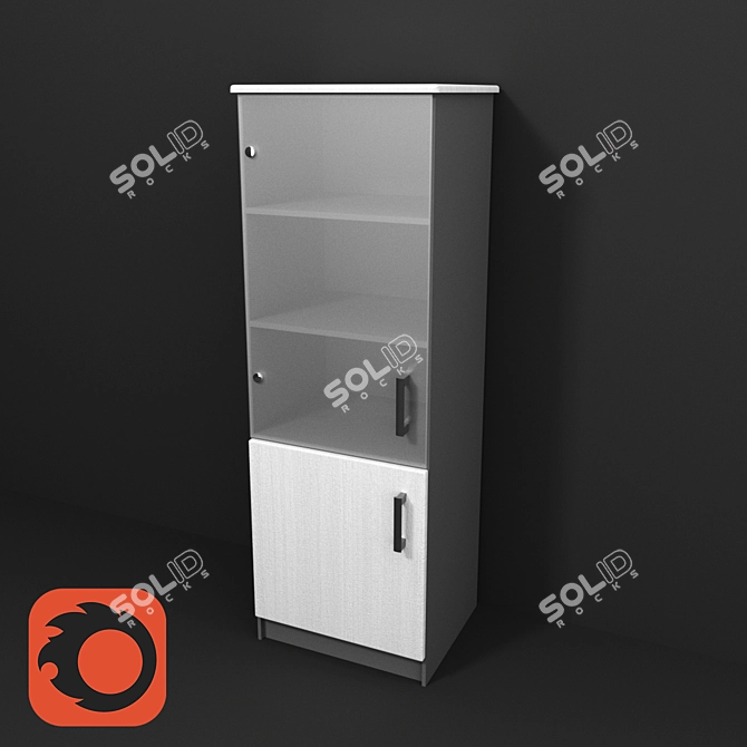 Matte Glass Door Cabinet 3D model image 1