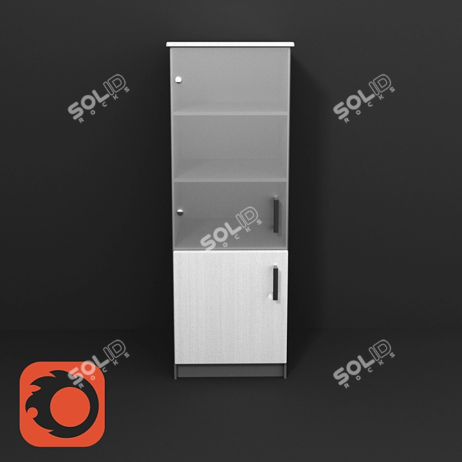 Matte Glass Door Cabinet 3D model image 2