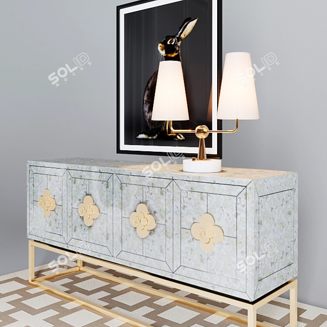 Delphine Antique Glass Credenza 3D model image 2