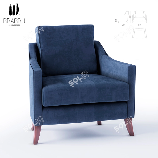 Luxury Como Velvet Armchair 3D model image 1