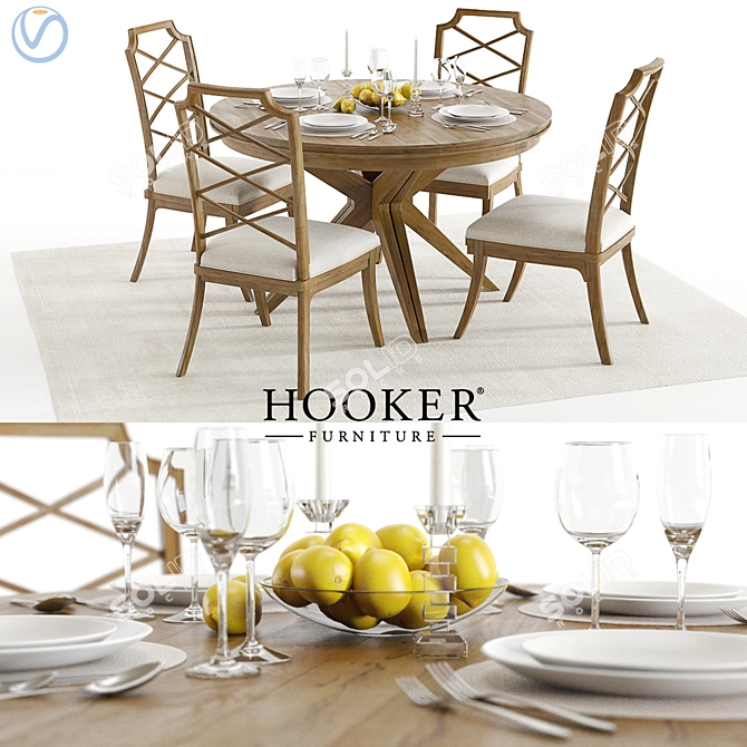 Modern Hooker Retropolitan Dining Set - 3D Models 3D model image 1