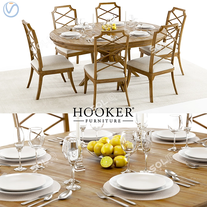 Modern Hooker Retropolitan Dining Set 3D model image 1