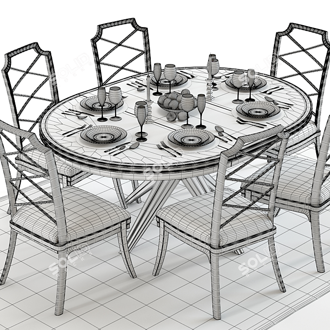 Modern Hooker Retropolitan Dining Set 3D model image 3