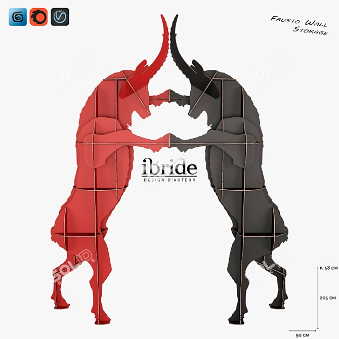 Sleek Storage Solution: Fausto Wall Organizer 3D model image 1