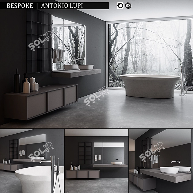 Luxury Bathroom Furniture Set - Customizable Design 3D model image 1