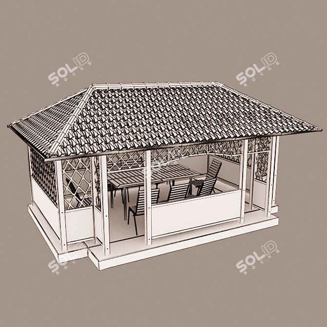 Wooden Garden Alcove with Extra Accessories 3D model image 2