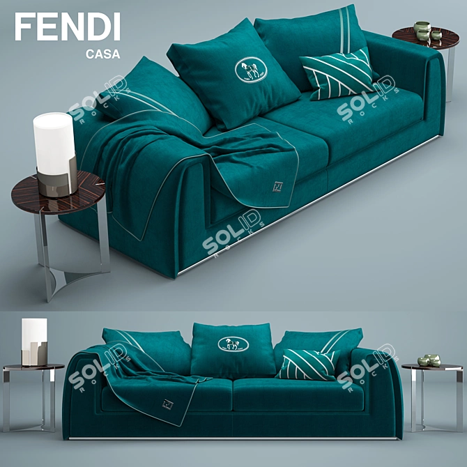 Fendi Pagoda Sofa: Exquisite Elegance 3D model image 1