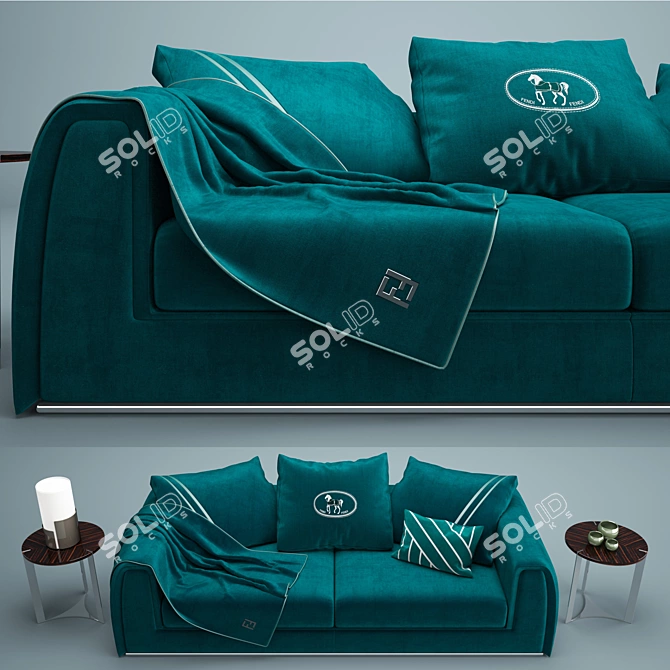 Fendi Pagoda Sofa: Exquisite Elegance 3D model image 2