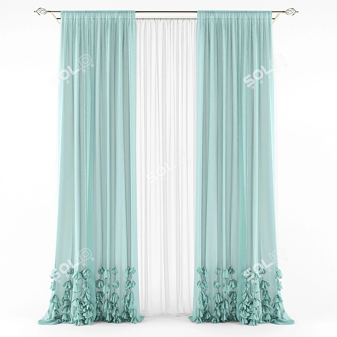 Elegant Window Curtains 3D model image 1