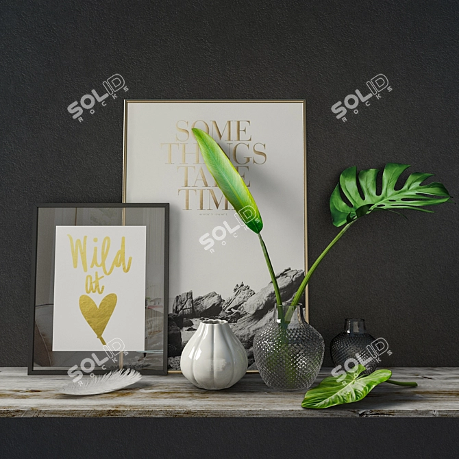 Contemporary Graphic Decor Set 3D model image 1