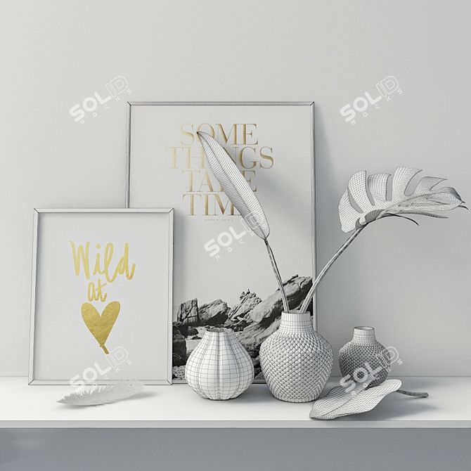 Contemporary Graphic Decor Set 3D model image 2