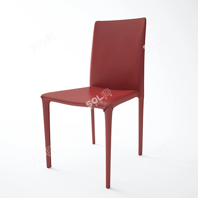 Modern Red Leather Dining Chair 3D model image 1