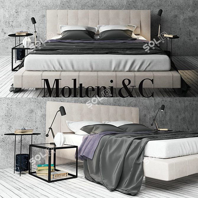 Molteni Wave Bed Set 3D model image 1