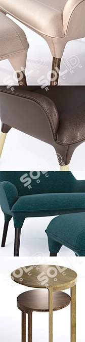 Plum Armchair & Nest Tables - Iconic Design Set 3D model image 3