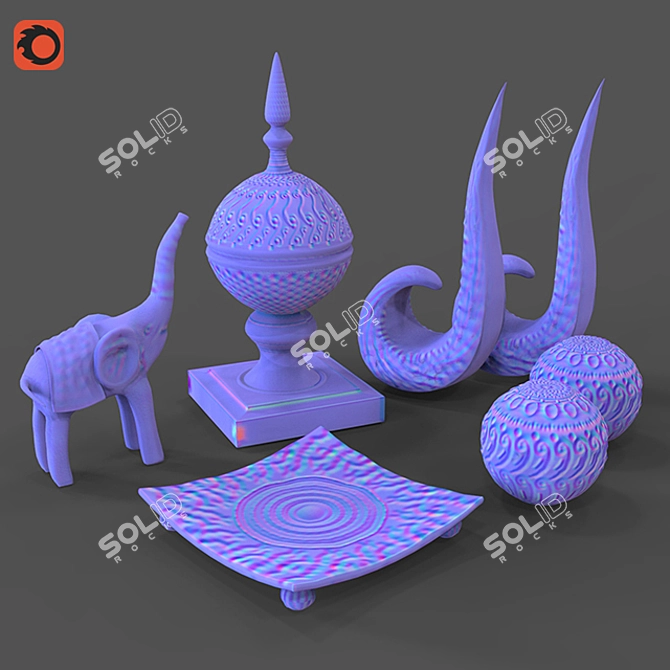  Majestic Elephant Trio: Handcrafted Decor Set 3D model image 2