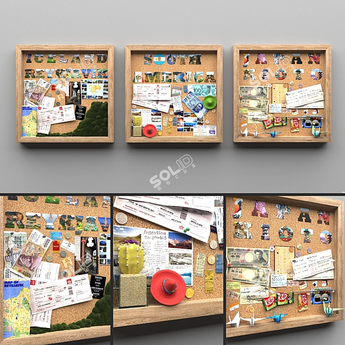 Travel Memories Decor - Souvenirs, Postcards, Tickets 3D model image 1