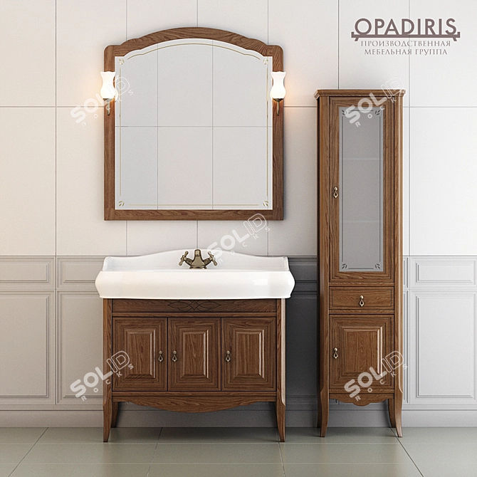 Lorenzo 100: Elegant Bathroom Furniture Set 3D model image 1