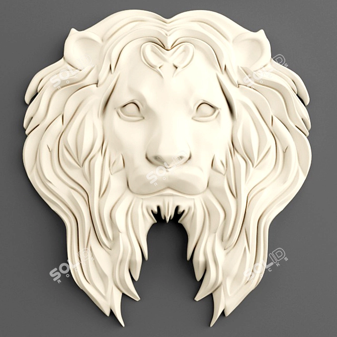 Majestic Lion Head Sculpture 3D model image 2