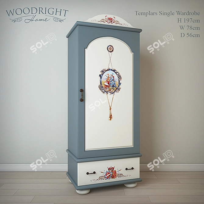 Russian Hand-painted Templars Wardrobe 3D model image 1