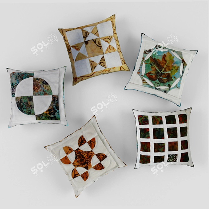 Modern Patchwork Cushion 3D model image 1