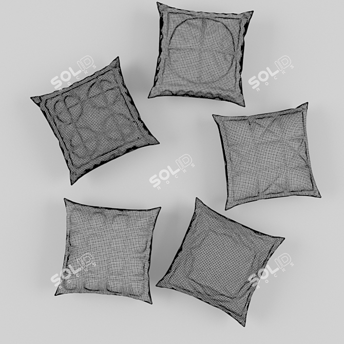 Modern Patchwork Cushion 3D model image 3