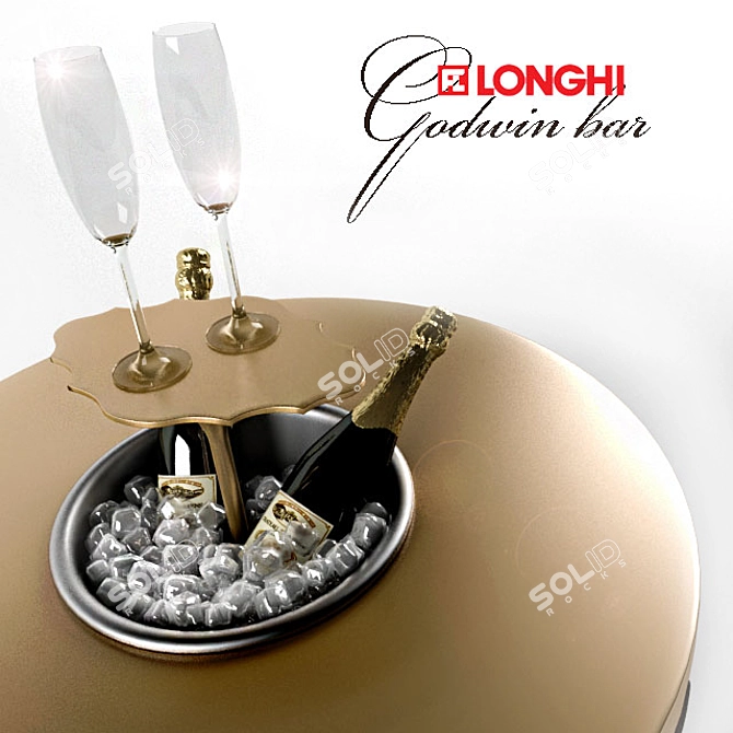 Elegant Bar Table with Stainless Steel Bucket 3D model image 2