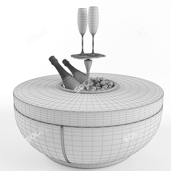Elegant Bar Table with Stainless Steel Bucket 3D model image 3