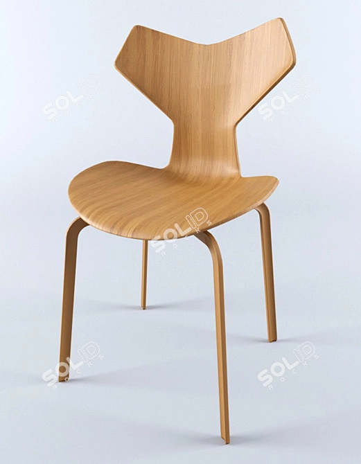 Fritz Hansen Grand Prix Chair & Super-Elliptical Table 3D model image 2