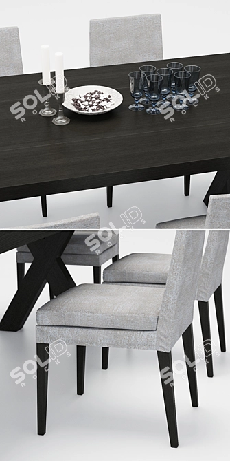 Elegant Casamilano Table & Flexform Chairs 3D model image 2