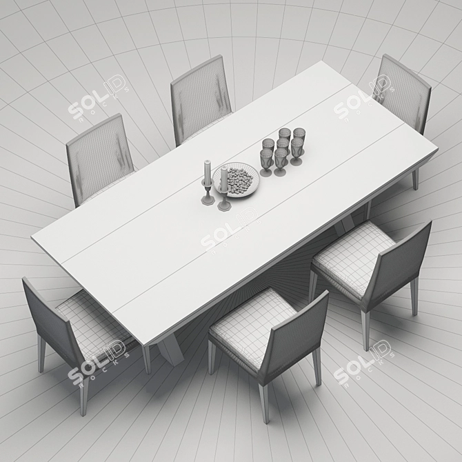 Elegant Casamilano Table & Flexform Chairs 3D model image 3