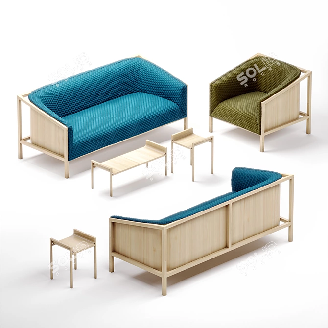 Prop Collection: Exposed Timber Furniture 3D model image 1