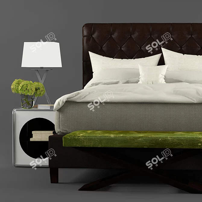 Luxury Bernhardt Harlow PORTER Bed 3D model image 2