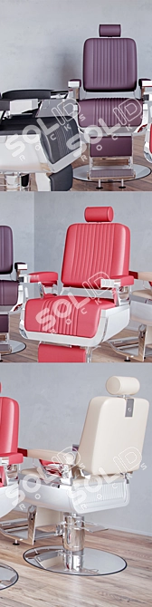Antique Barber Chair: Luxury and Polished Craftsmanship 3D model image 3