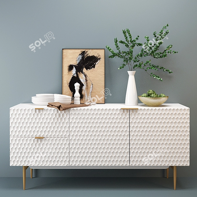 Sleek West Elm Audrey Buffet 3D model image 1