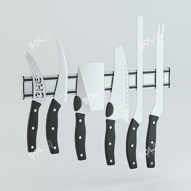 Modern Knife Block Set 3D model image 1