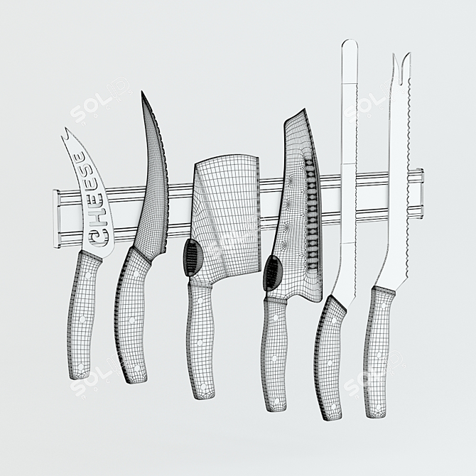 Modern Knife Block Set 3D model image 2