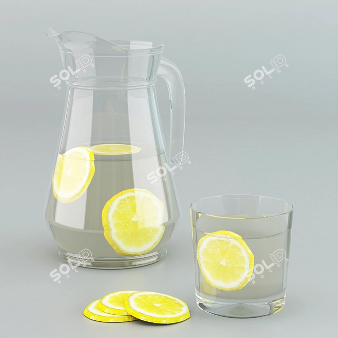 Elegant Glass Pitcher 3D model image 1