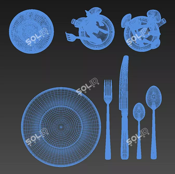 Elegant Tableware Set 3D model image 3