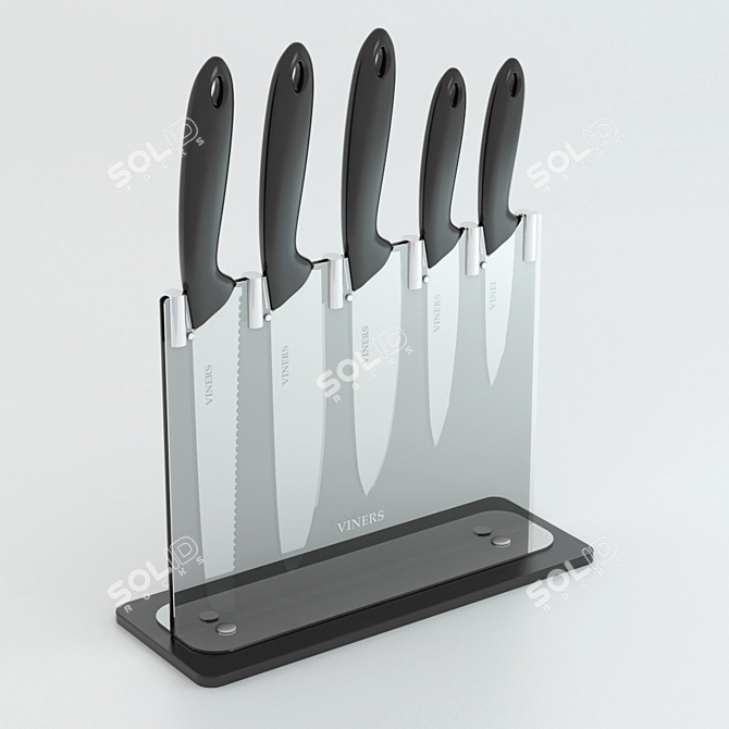 Sleek Knife Block Organizer 3D model image 1