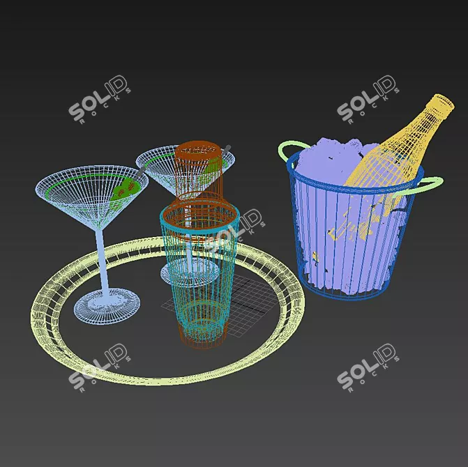 Mixology Master Cocktail Set 3D model image 3